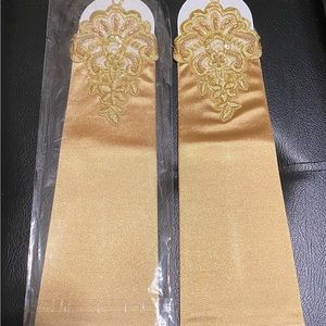 Wedding Gold Formal Below elbow fingerless long gloves.Opened not used.Elegant!